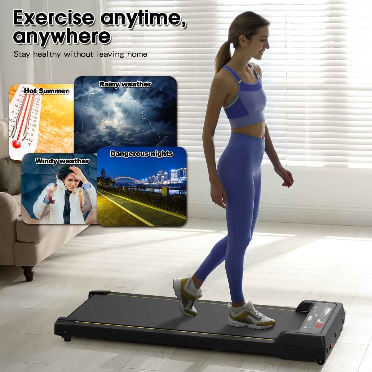 Under Desk Walking Pad - Home Gym Office Fitness Equipment(Black)