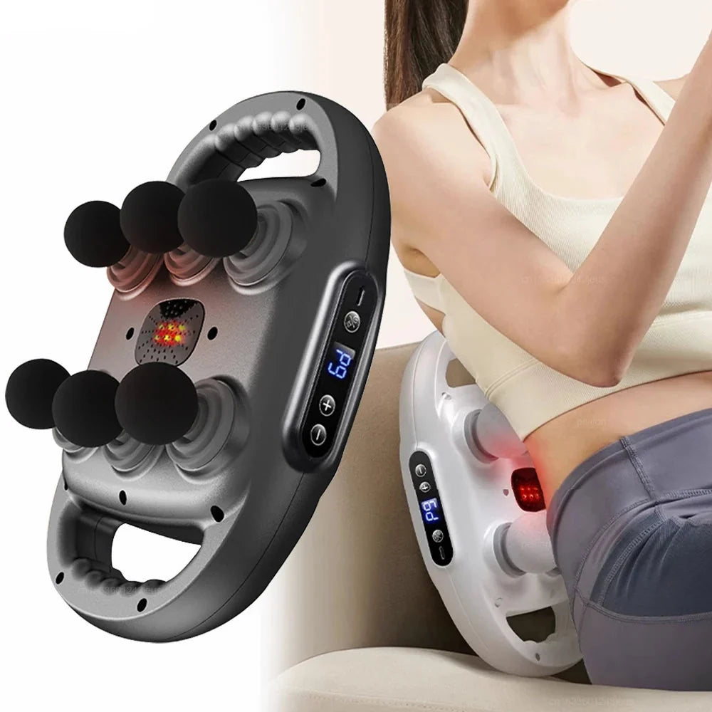 NNEOBA 6-Head Fascia Massage Gun High-Frequency Tissue Muscle Massager Black