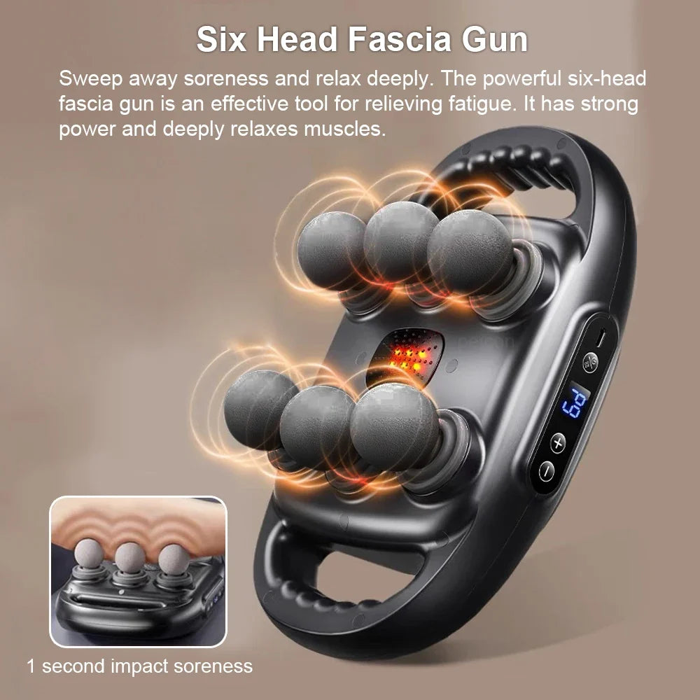 NNEOBA 6-Head Fascia Massage Gun High-Frequency Tissue Muscle Massager Black