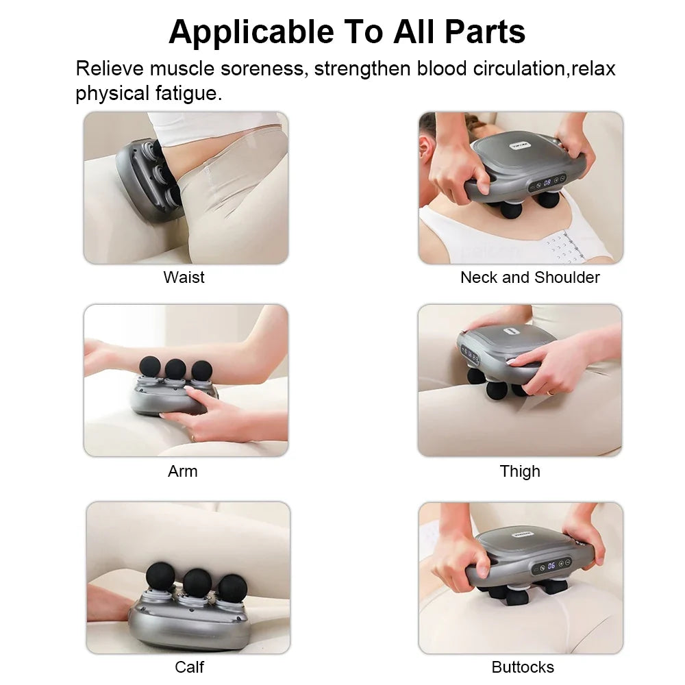 NNEOBA 6-Head Fascia Massage Gun High-Frequency Tissue Muscle Massager Black